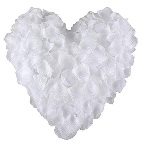 Peloo Pétalos de Rosa 3000pcs Pétalos de Rosa en Seda para Bodas Confeti Petalos Artificiales[Blanco]