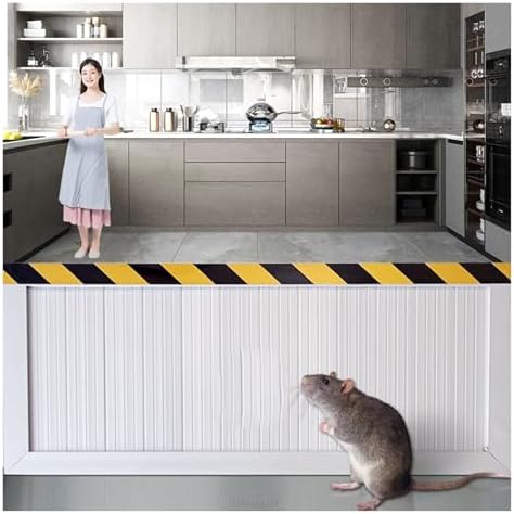Rodent Guard for Kitchen Doorway - Reusable Indoor Mice Barrier Fence, Folding Aluminum Baffle - Removable Mouse Proof Shield for Kitchen, Lofts & Toilets, Custom Length (3x1.6ft)