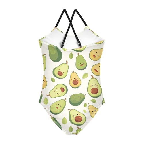 KLL Funny Avocado Girls 1-Piece Swimsuit Beach Swimwear Adjustable Strap Quick Dry2
