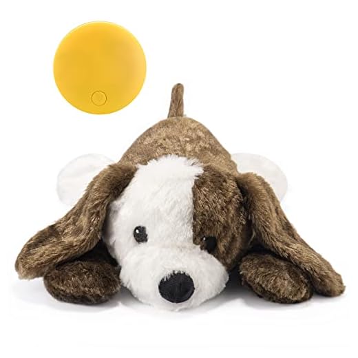 NA Extragele Heartbeat Toy Puppy Toy Heartbeat Stuffed Toy Dog Anxiety Toy Dog Behavioral Aid Toy for Pet Cuddle Comfort Soother Sleep Aid Calm,Dog Plush Toy with Heartbeat，White and Dark Brown