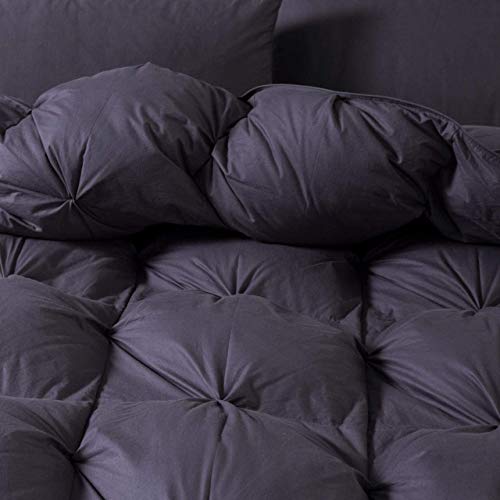 Luxurious Goose Down Comforter Queen Size Duvet Insert, Baffle Box Construction, Premium Pinch Pleat Design, 1200 Thread Count 100% Egyptian Cotton, 750+ Fill Power, 55 Oz Fill Weight (Queen, Gray) #TOP4