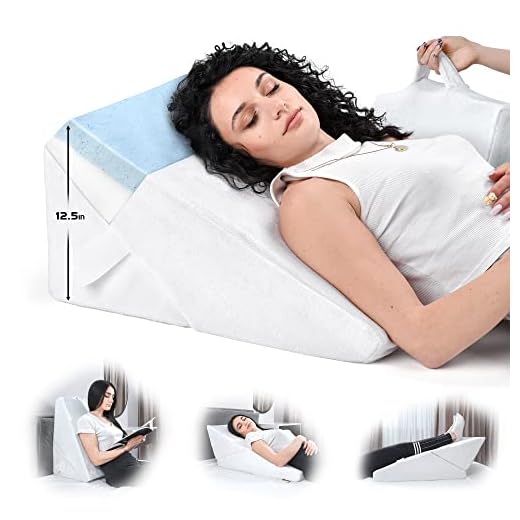 Bed Wedge Pillow – Multipurpose Adjustable Leg Support Pillow – Cooling Gel Memory Foam Top - Helps for Acid Reflux Heartburn, Allergies, Snoring - Machine Washable Soft Plush Cover with Handle, White