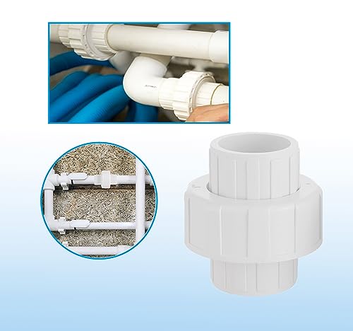 Walkinginrain 3/4\" PVC Union Coupling Pipe Fitting, PVC Adapter (Socket x Socket) 3/4 Inch Slip Union Schedule 40 with EPDM O-Ring, White (2 pcs)