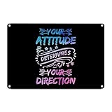 1st Day of School ヴィンテージアルミブリキメタルサイン、Your Attitude Determine Your Direction レトロ ファームハウス 装飾 男性 洞窟 メタルサイン 屋内 屋外 庭 教室 家の装飾用 8x12インチ
