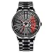 Produktbild GHSY ZANLION Herren Uhren, Auto Rad Felgen Nabe Uhr, Hohl wasserdicht Sport Uhr für Herren Geschenke Armbanduhren (rot)