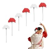 Wildarms 6 Piezas Flores Flamenca para el Pelo con Tallo Largo, 3 Claveles Rojos y 3 Blancos, Accesorios Flamenca Mujer para Sevillanas, Feria de Abril, Chulapa, San Isidro y Baile Español