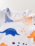Newborn Baby Boys Outfits Infant Romper Dinosaur Print Overall Adjustable Suspenders Pants Bodysuit 2pcs Set
