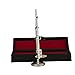 Dselvgvu Miniature Flute with Stand and Case Brass Mini Musical Instrument Flute Replica Collectible Figurines Dollhouse Accessories Model Home Decoration Display Ornament (Silver, 4.29