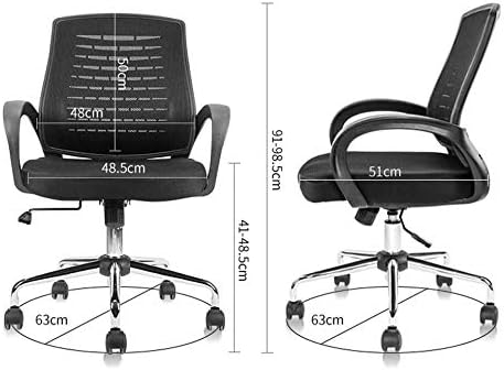 Miniatura 3 de Silla ergonómica giratoria de malla negra para computadora, brazos abatibles, con soporte lumbar, altura ajustable