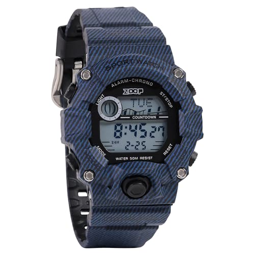 Image of Zoop Digital Watch with Digital Dial & Striped Blue Strap for Boys Kids, from House of Titan - 16051PP06
