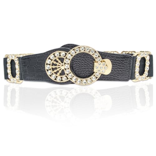 Elastic Stretch Belt for Women Waist Belt for dress Golden Buckle Bling Stylish Belt
