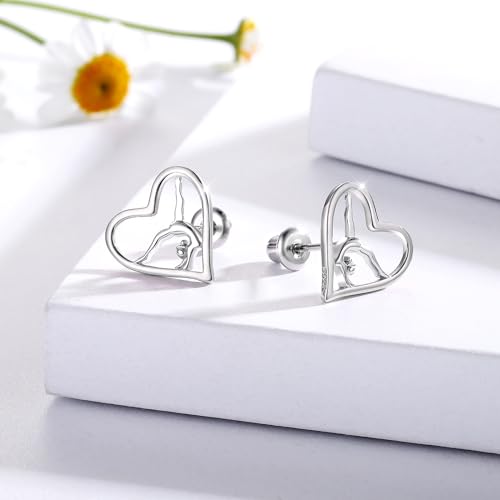 Image of Gymnastics Gifts for Women Gymnast Stud Earrings 925 Sterling Silver Team USA Gymnastics Fashion Jewelry Sport Birthday Christmas Gifts