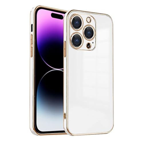 ZNX\ZENIX iPhone14 Pro ケース iPhone14pro ケース TPU おしゃれ バンパー型 ケース ストラップホール かわいい くすみカラー ゴールド 大人 ZX-milky2 (iPhone14 Pro (6.1), ホワイト)