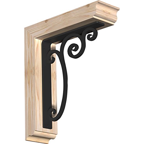 3 1/2"W x 14"D x 16"H Avery Traditional Ironcrest Smooth Bracket, Douglas Fir (1 1/2"W x 10"D x 12"H Iron Bracket)