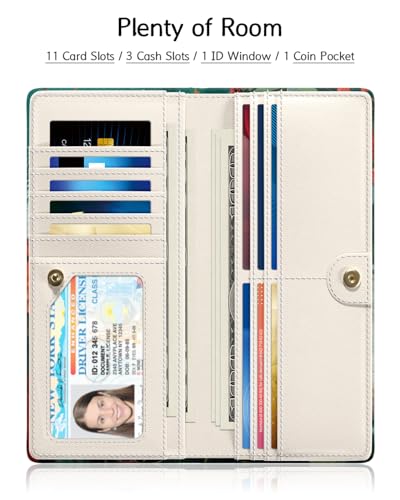 Image of Nipichsha Womens Wallet, RFID Slim Wallets for Women, Thin Ladies Credit Card Holder Purse, Cute Leather Bifold Clutch Billfold with 11 Card Slots & ID Window, Elegant Cat
