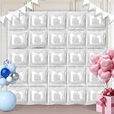 White Square Foil Balloons 25 Pcs Metallic White Balloons Wall Backdrop for New Year Graduation Birthday Bridal Shower Party Arch Backdrop Decorations
