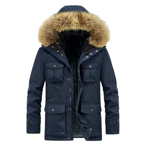 Veste d'hiver homme mi-longue en coton épais à capuche