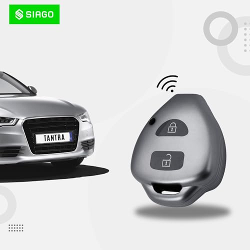 Image of SIAGO TPU Key Cover Compatible with innova, Fortuner 2 Button Smart Key (Grey Pack of 2)