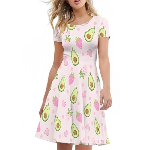 Image of AFPANQZ Womens Casual Summer Lightweight Vintage Dress Short Sleeve Midi Dress Knee-Long Luxury Formal Dress