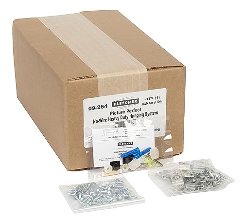 Image of Fletcher Picture Perfect No-Wire Hanging Kit | Keeps Frames Level with Flush Mount Hardware for Wall Art, Mirrors & Signs | Supports up to 100lbs. | Pack of 100 Kits