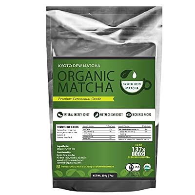 Kyoto Dew Matcha &ndash; Organic Premium Ceremonial Grade Japanese Matcha Green Tea Powder &ndash; No Fillers, Zero Sugar &ndash; USDA &amp; JAS Certified (7oz. Bag)