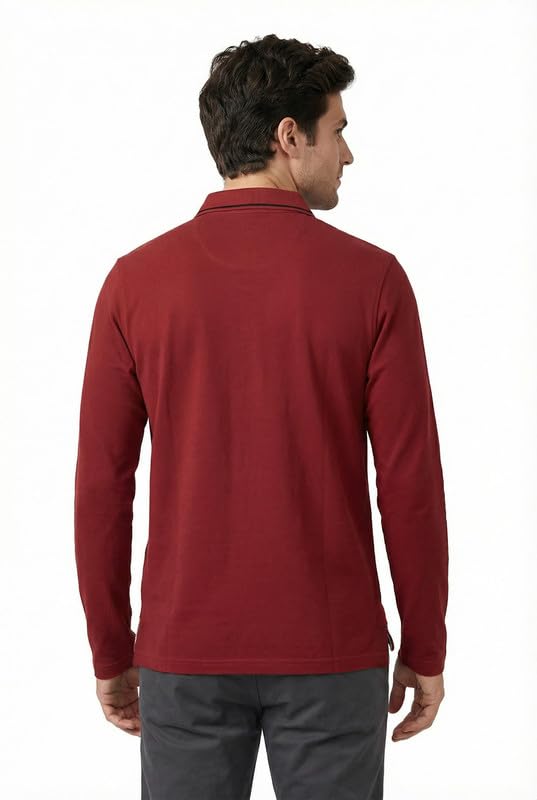 Image of AMERICAN CREW Full Sleeves Polo Collar T-Shirt with Pocket for Men