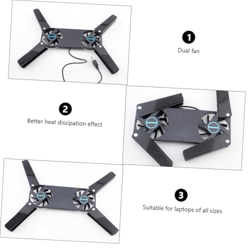 Base para laptop con ventiladores duales y diseño antideslizante miniatura 7