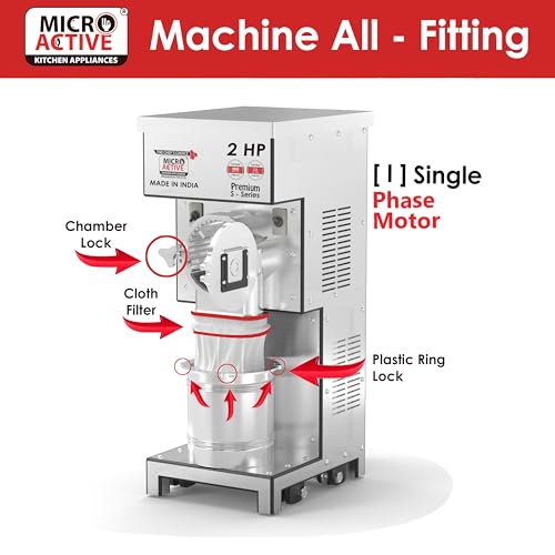 Image of MICROACTIVE Premium S-Series Commercial 2-in-1 Pulverizer Machine, Atta Chakki, Masala Grinder, with Fully Stainless Steel Body (2HP Electric Motor)