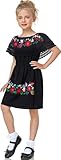 YZXDORWJ Mexican Dress for Girls Cinco de Mayo Fiesta Floral Embroidered Vestidos Girl's Traditional Dress...