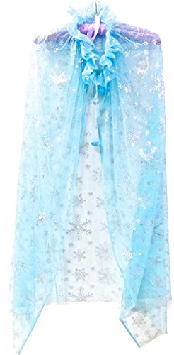 Girl'S Blue Cape Silver Snowflake
