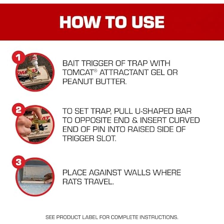 Tomcat Wooden Rat Traps - Disposable Non-Chemical Rat Trap for Homes, Garages and Basements, Single Pack