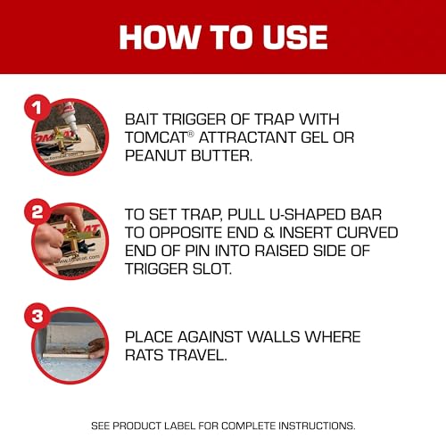 Image of Tomcat Wooden Rat Traps - Disposable Non-Chemical Rat Trap for Homes, Garages and Basements, Single Pack