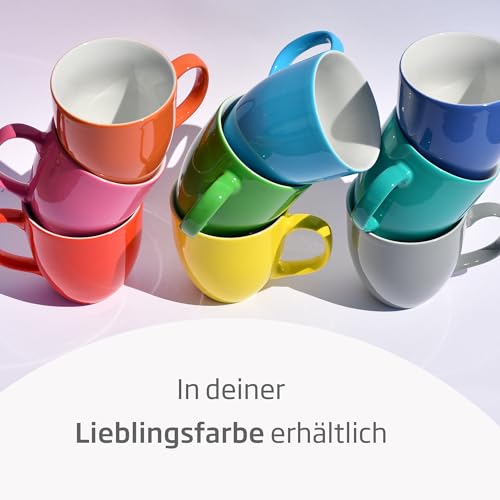 Mahlwerck Jumbotasse, große Kaffeetasse aus Premium Porzellan mit hoch-glänzender Oberfläche, Geschenktasse, Lagoon Blue, 400ml – Ansicht 6