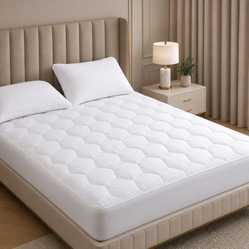 Gulman Quilted Double Mattress Protector (137x190cm) Luxurious 30cm Deep Fit with Ultra-Soft Microfiber Filling Breathable Mattress Protector Double Bed for Restful Sleep