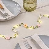 Lights4fun Beleuchtete Blumen-Lichterkette mit pastellfarbenen Blüten | mit Mikro-LEDs | Batteriebetrieben | mit Timer | Dekoration für Innenbereiche für Frühling & Sommer | Bunt | Länge 2 m