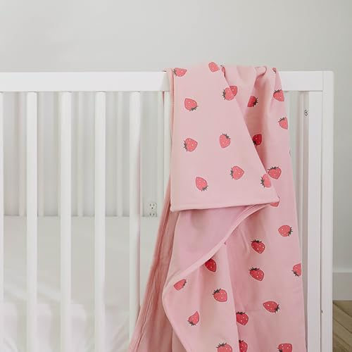 Image of Woolino Toddler Blanket - Merino Wool and Organic Cotton Baby Blanket for Girls and Boys - 4 Season - 52.5 inch x 40 inch - Strawberry