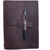 Refillable Leather Travelers Notebook -A5 Travel Journal with Lined Insert, 8.5 x 5.5 Inches, Dark Brown