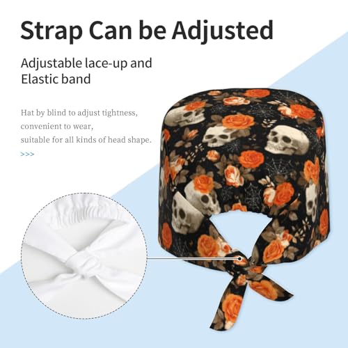 Image of Working Cap Scrub Cap with Sweatband Adjustable Unisex Tie Back Hat for Cleaning Farm Nursing