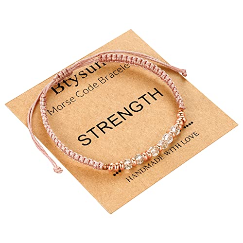 Btysun Morse Code Bracelets for Women Christmas Gift Stocking Stuffers for Teens Pink Braided Bracelets Inspirational Best Friend Birthday Gifts for Her High School Graduation Gifts for Her 2025 Mom Bracelet Jewelry