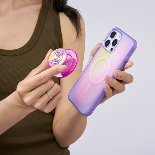 Image of PopSockets Phone Grip for MagSafe, Magnetic Holder, Phone Stand - Ripple Iridescent Absinthe