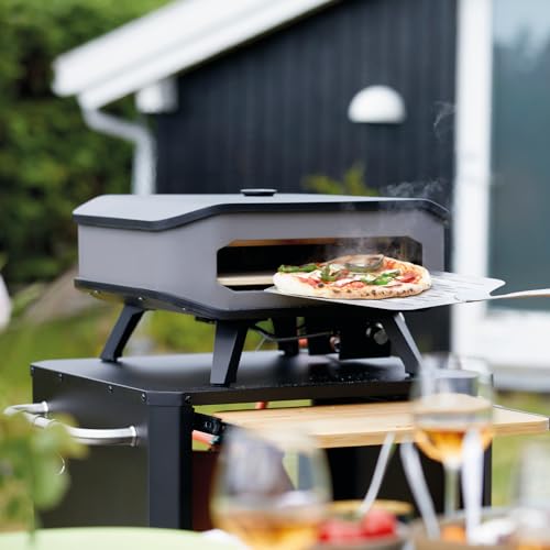 Foto von COZZE Starterset Gas Pizza Ofen inklusive Druckminderer mit Schlauch mobiler Pizzaofen Pizzastein Gasgrill bis 400°Grad regelbar mit 34x34 cm Pizzastein