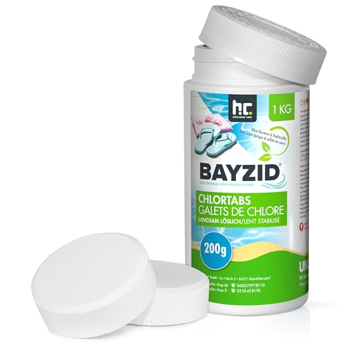 Höfer Chemie 1 x 1 kg Galets de Chlore Lent (200 g) pour Piscine - Chloration Permanente de la Piscine - Hautement Efficace Contre Les bactéries