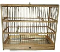 Gaiola quadrada em Madeira e Fibra para Aves: Coleira, Bigodinho, Pintassilgo, Papa-capim, Caboclinho, Canário e outras(sem coxo)
