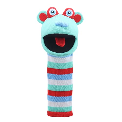 The Puppet Company Hope Sockette Hand Puppet – Vibrant Shades of Turquoise, Red, Blue & White Stripes with a Super Friendly Face – Perfect Companion for Imaginative Play & Creative Fun – 38cm