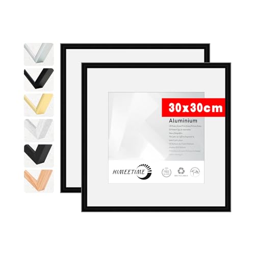 HIMEETIME® 2x Marco de fotos 30x30cm Aluminio Negro...