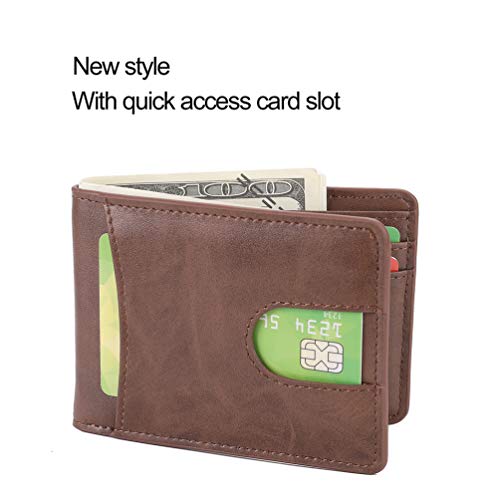 Mens Slim Front Pocket Wallet Id Window Card Case With Rfid Blocking - Coffee With Quick Slot #TOP1