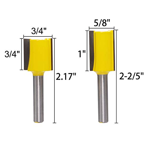 Wolfride 5Pcs Straight Cut Router Bits 1/4 Inch Shank Plywood Dado Router Bit Set Straight Cutting Router Bit |Cutting Diameter 1/4" 3/8" 1/2" 5/8" 3/4" #TOP1