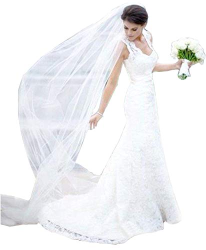 Elliehouse Womens 2 Tier Cathedral Wedding Bridal Veil E22 Ivory #TOP21
