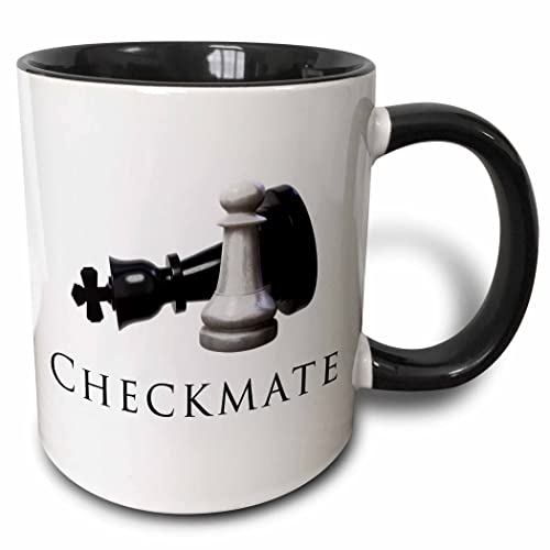 3dRose Funny Chess design, Checkmate, pawn piece checkmating the Queen. 11oz Two-Tone Black Mug