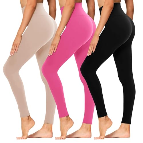 Image of High Waisted Leggings for Women - Soft Athletic Tummy Control Pants for Running Cycling Yoga Workout - Reg & Plus Size